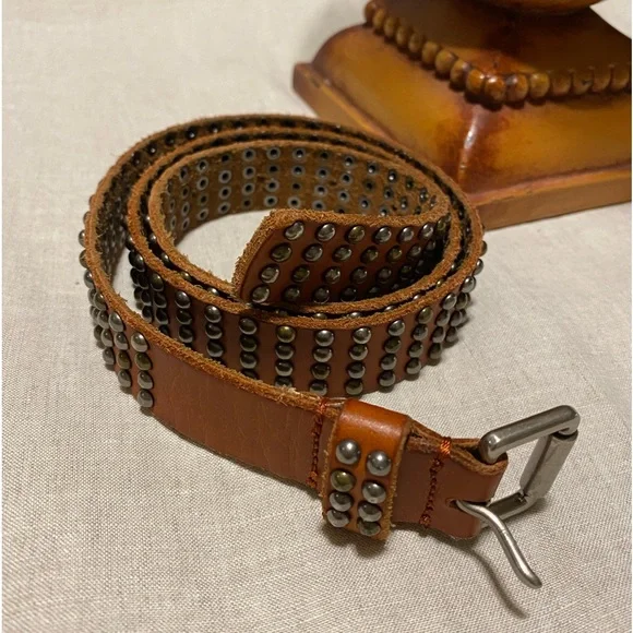 J.Crew Size Small Leather Studded Rhinestone Belt Brown J.Crew Leather Studded Rhinestone Belt Brown Size Small | eBay main image 4